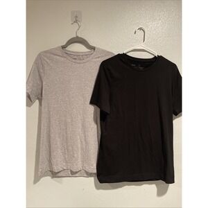 Pact Mens Crew T Short Sleeve Organic Shirt Bundle of 2, Black‎ Grey M